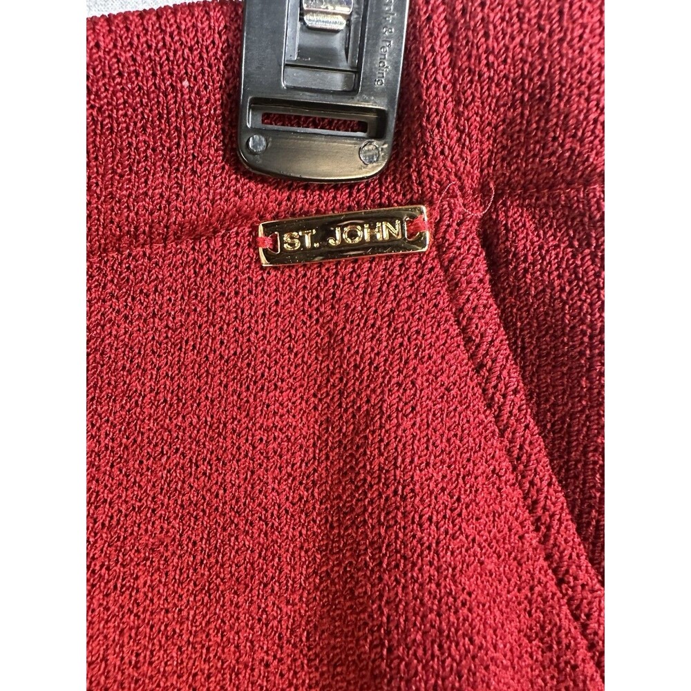 St. John Sport By Marie Gray Red Santana Knit Dress Pants  Womens Size Medium - Picture 2 of 10